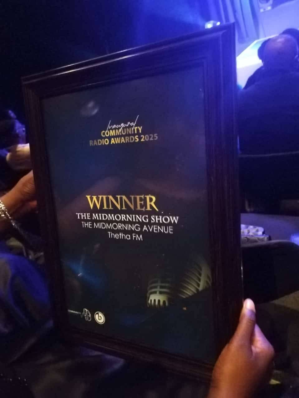 THETHA FM brought home the award for Best Mid Morning Show 2025